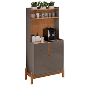 Armário Multiuso Cantinho Do Café Nay C14 Cinza Perola/cedro - Mpozenato