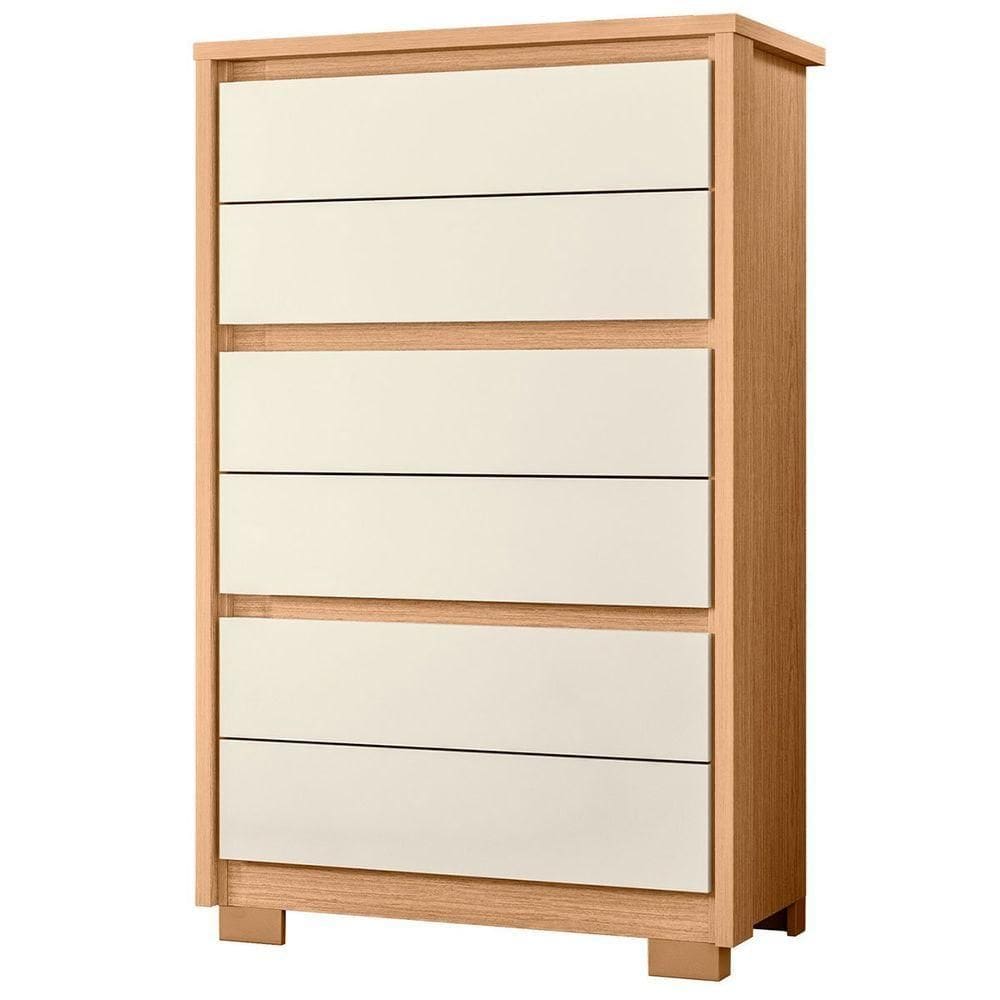 Cômoda Para Quarto 6 Gavetas Mdp Duo Freijo/off White