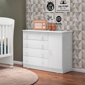 Comoda Sapateira 1 Porta 4 Gavetas Doce Sonho Branco
