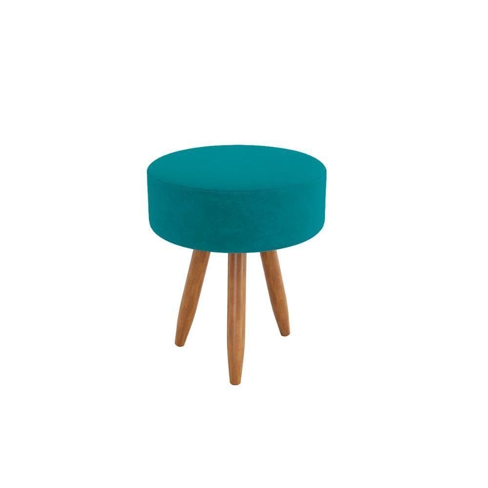 Puff Redondo Moderno Conforto Decoração Sala Escritório Azul Turquesa