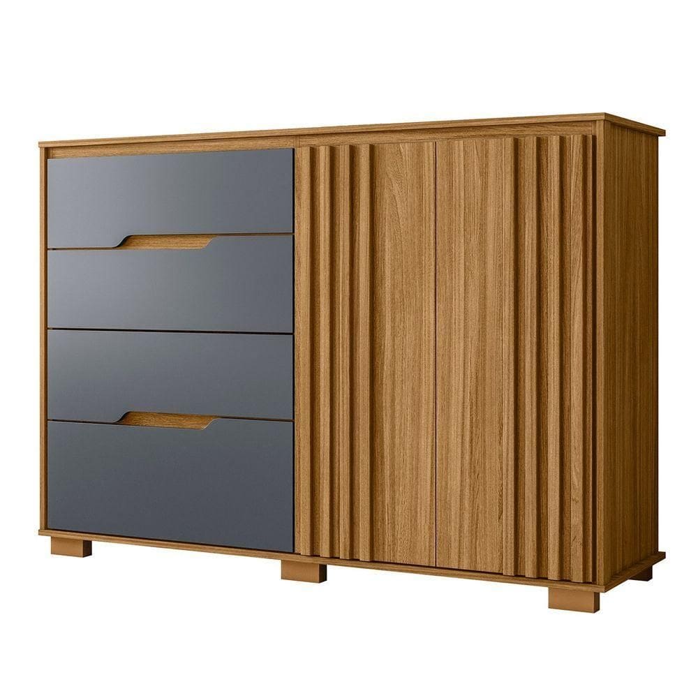 Cômoda Para Quarto 4 Gavetas 147cm Gênova M07 Freijó-cinza - Mpozenato