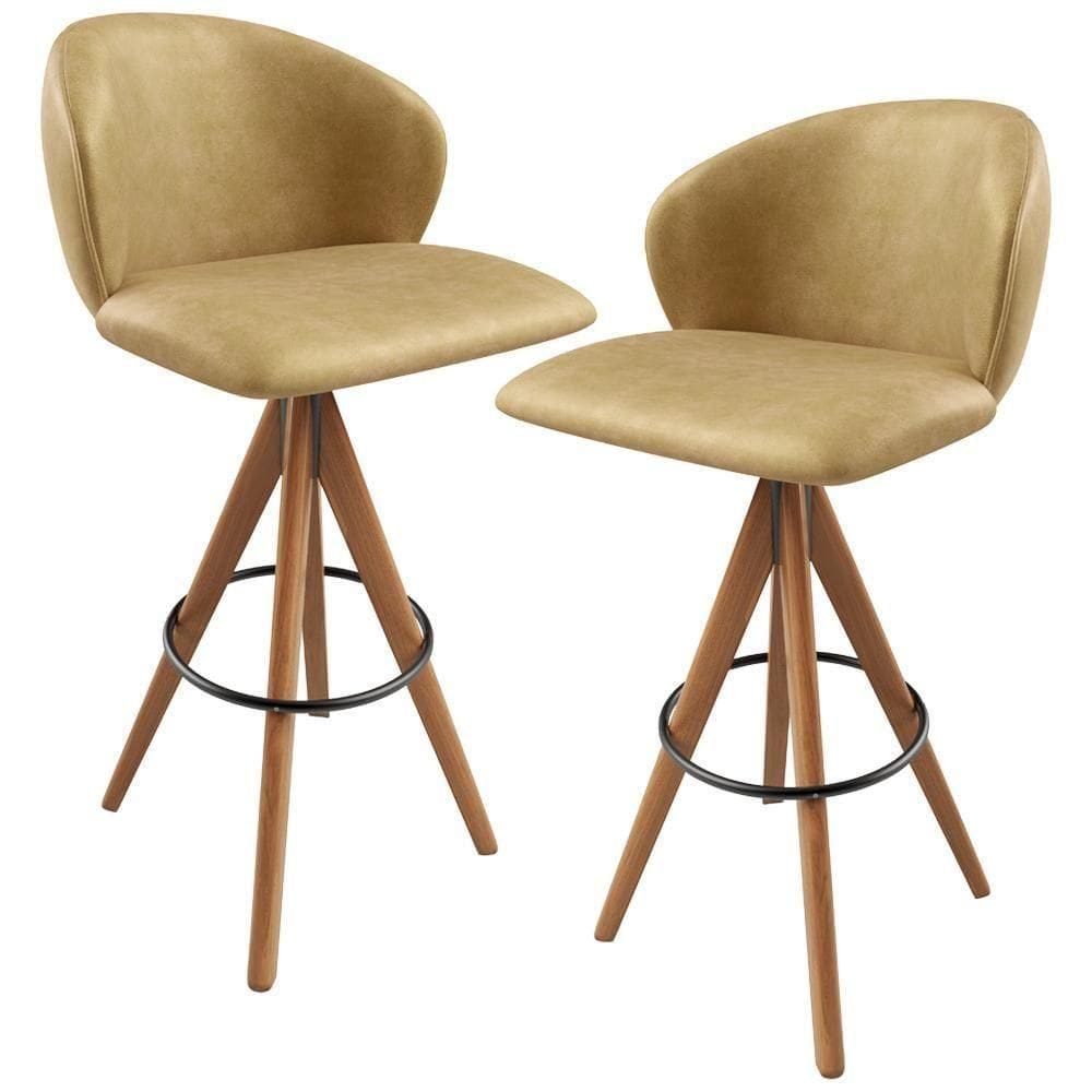 Kit 02 Banquetas Alta Bar Cozinha Sala De Jantar Bar Mia L02 Couríssimo Fendi - Lyam Decor