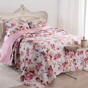 Kit Cobre Leito Colcha Queen Boutex Dupla Face Italia 100% Poliéster