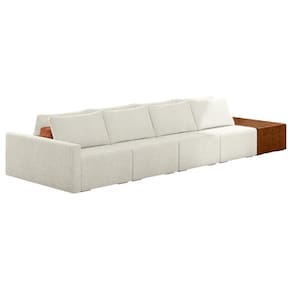 Sofá Ilha Modular Living Com Puff 432cm Georgia K04 Bouclê Bege/caramelo - Mpozenato