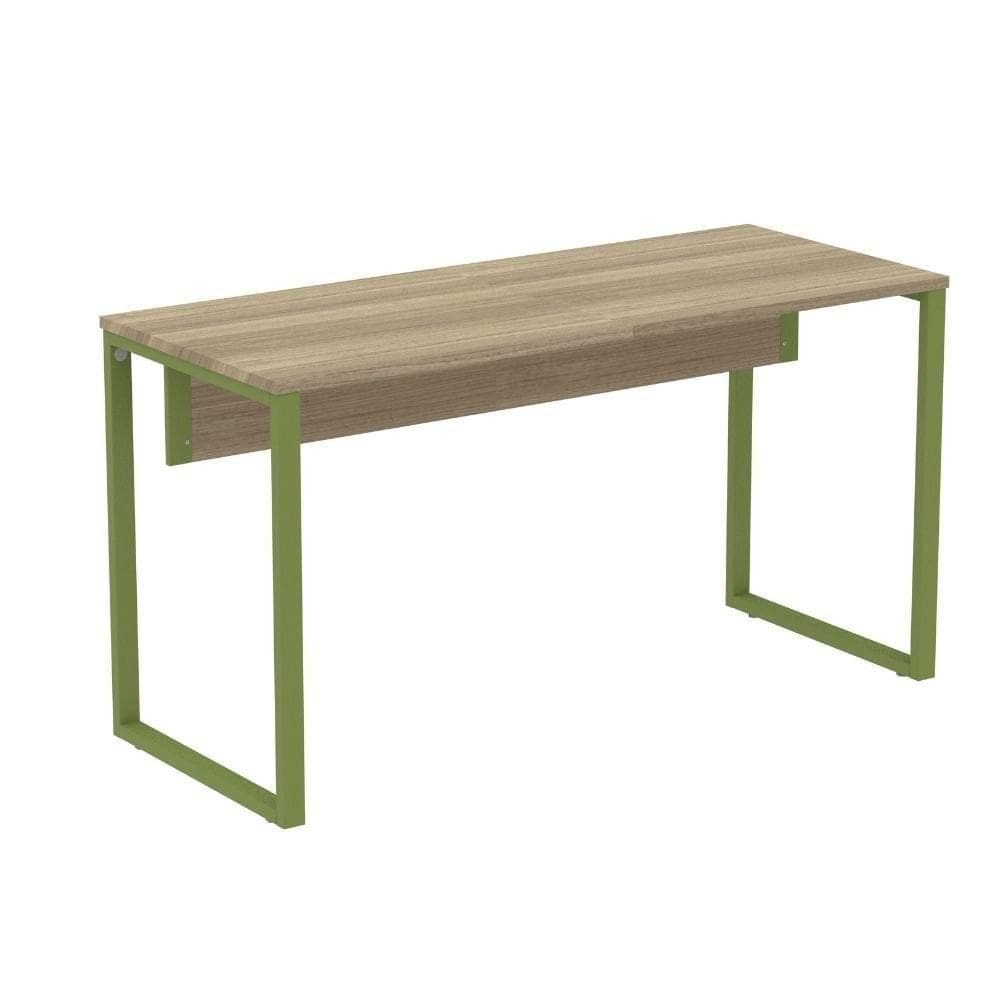 Mesa Escritório P25 Tub Pandin 120 Cm (larg) Tampo Mdp Noce Naturalle Pé Aço Tubular Verde Mirô
