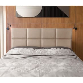 Cabeceira Painel Cama Box Casal 1,40m Estofada Belize Linho Bege