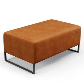 Puff Decorativo Para Sala De Estar Cléo W01 Base De Ferro 90 Cm Couríssimo Canela - Lyam Decor