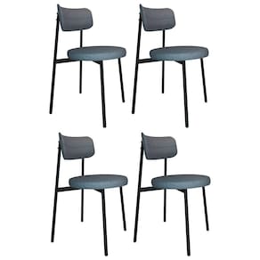 Cadeira De Jantar Estofada Kit 4 Nyka M25 Linho Cinza - Mpozenato