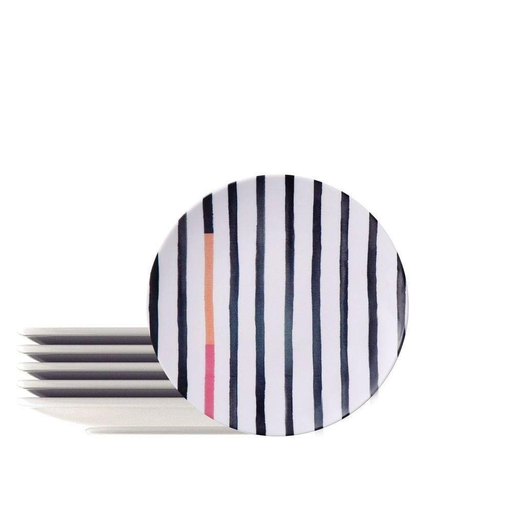 Kit Prato Sobremesa Tramontina Street Em Porcelana Decorada 21 Cm 06 Peças Tramontina