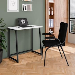 Escrivaninha Computador Dobrável Escritório Home Office Fit Preto/branco