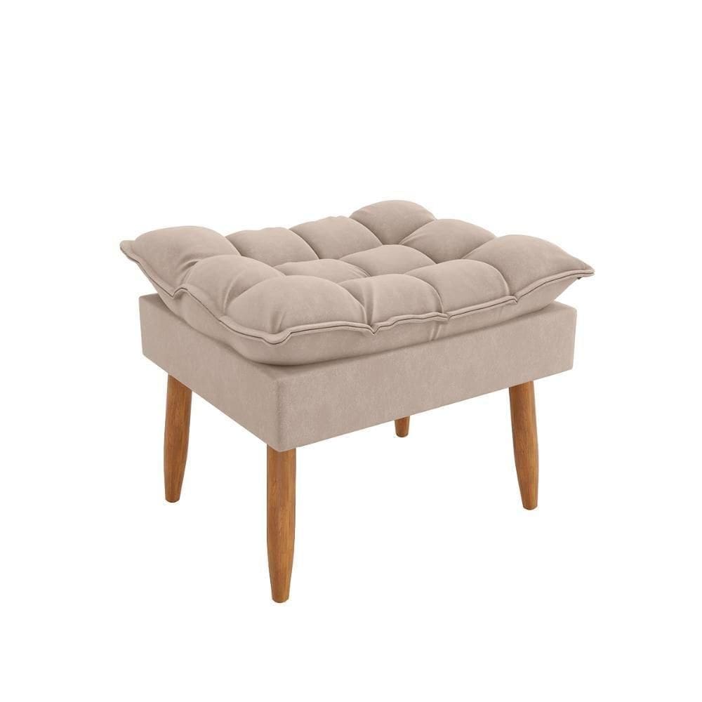 Puff Luxo Sofisticação Decorativa Para Sala Sofisticada Premium Bege