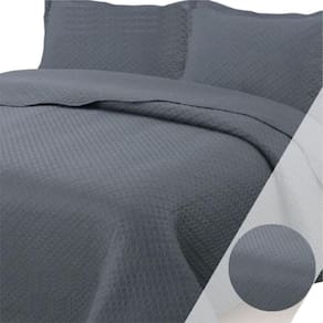 Colcha King Bouti Dupla Face 03 Peças Cinza 100% Poliéster