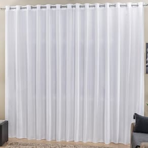 Cortina Top Chick 3 Metros Sala Quarto Tecido Ráfia Para Varão - Branca - 100% Poliéster