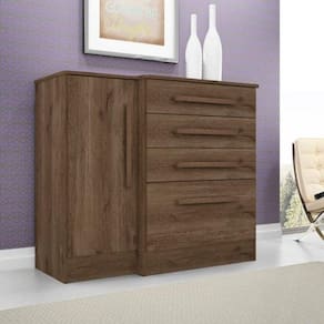 Comoda Sapateira 4 Gavetas Luna Ebano Toque Rustico
