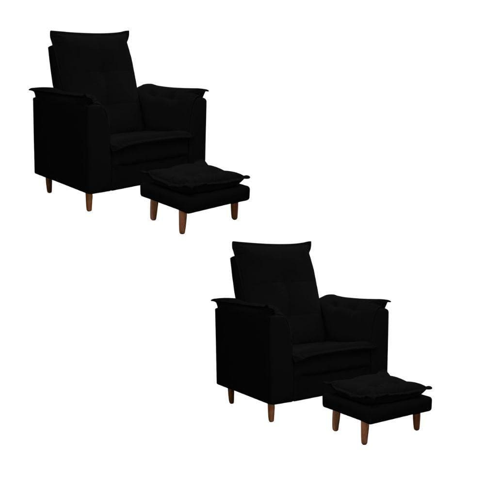 Kit 02 Poltronas Maria Para Amamentação E Descanso Com Puff Confortável Suede Preto Mabe Magazine