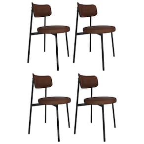 Cadeira De Jantar Estofada Kit 4 Nyka M25 Sintético Whisky - Mpozenato