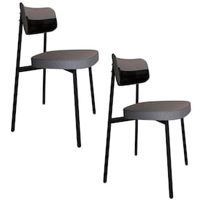 Cadeira De Jantar Estofada Kit 2 Ella M25 Linho Cinza/preto - Mpozenato