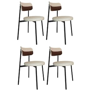 Cadeira De Jantar Estofada Kit 4 Nyka M25 Linho Areia/whisky - Mpozenato