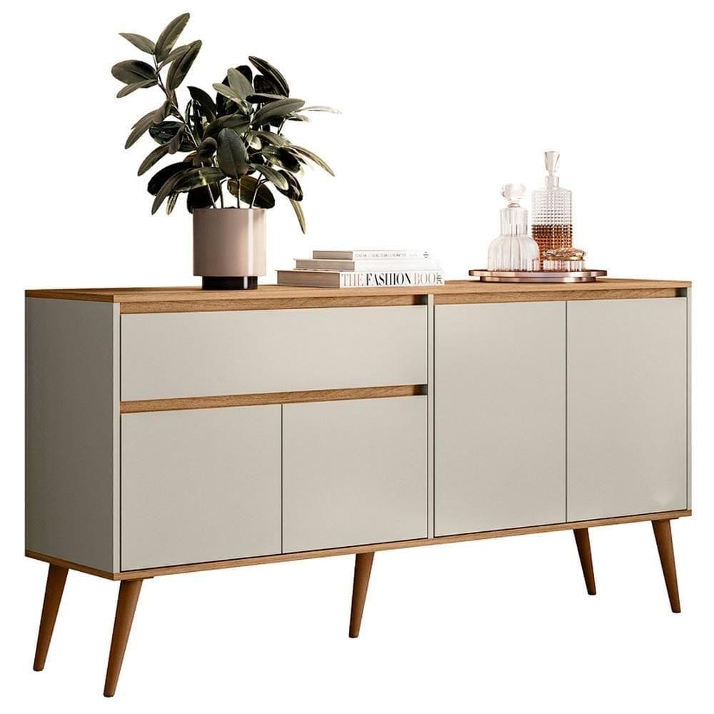 Aparador Buffet 160 Cm 4 Portas Ra2550 Off White Nature Plla