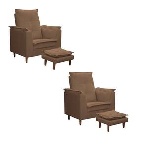 Kit 02 Poltronas Maria Para Amamentação E Descanso Com Puff Confortável Suede Marrom Mabe Magazine