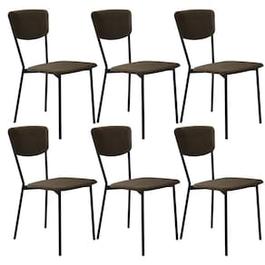 Kit 06 Cadeira Para Sala De Jantar Village Preto C01 Veludo Marrom Sand - Lyam Decor