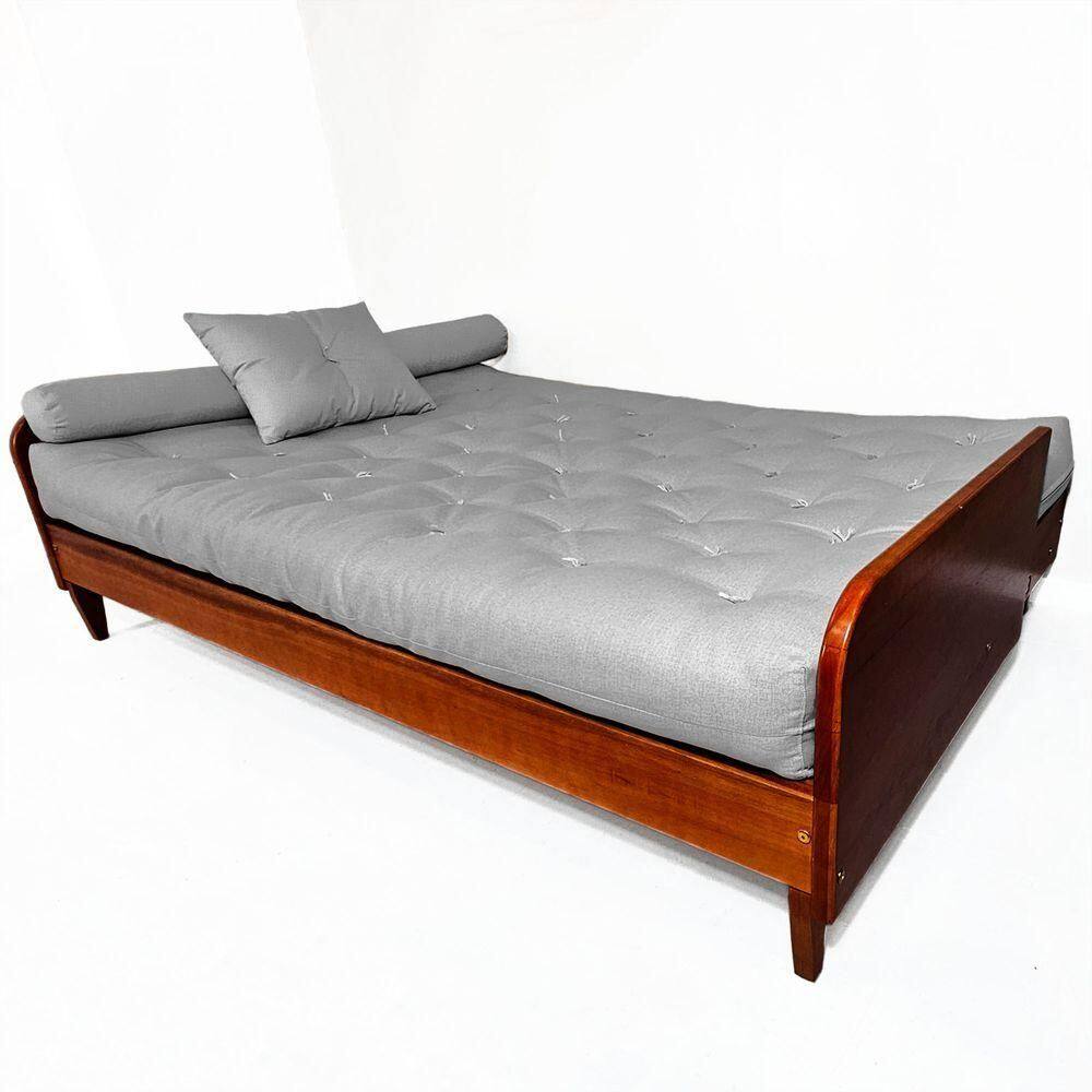 Sofá Cama Paris Acquablock Madeira Nobre Imbuia - Cinza Linho
