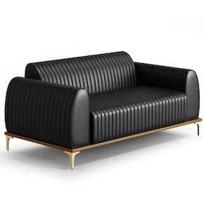 Sofá 180cm 3 Lugares Base Gold Molino D06 Pu B-159 Preto - Mpozenato