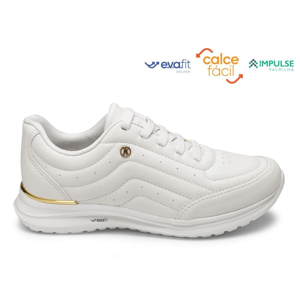 Tênis branco esportivo Kolosh confortável K8428B Lançamento - Feminino