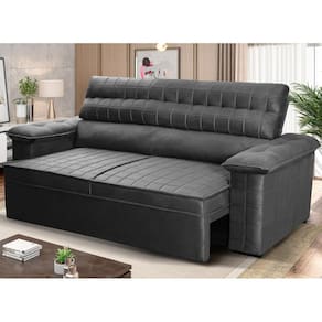 Sofá Retrátil Reclinável 2 lugares com molas 1,50m Quantum Suede Velut Cinza - King House