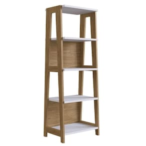 Estante Escada 5 Prateleiras Trend Artesano 65 Cm Largura Em Mdp Hanover E Off White