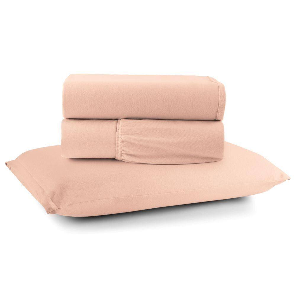 Jogo Cama Lençol Casa Scarpa Sonnet Solteiro Malha Lisa Algodão Macio 3 Peças - Salmão