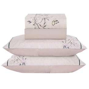 Jogo De Cama Lençol Casal Bouquet Percal 300 Fios 4 Peças Rosê 100% Poliéster