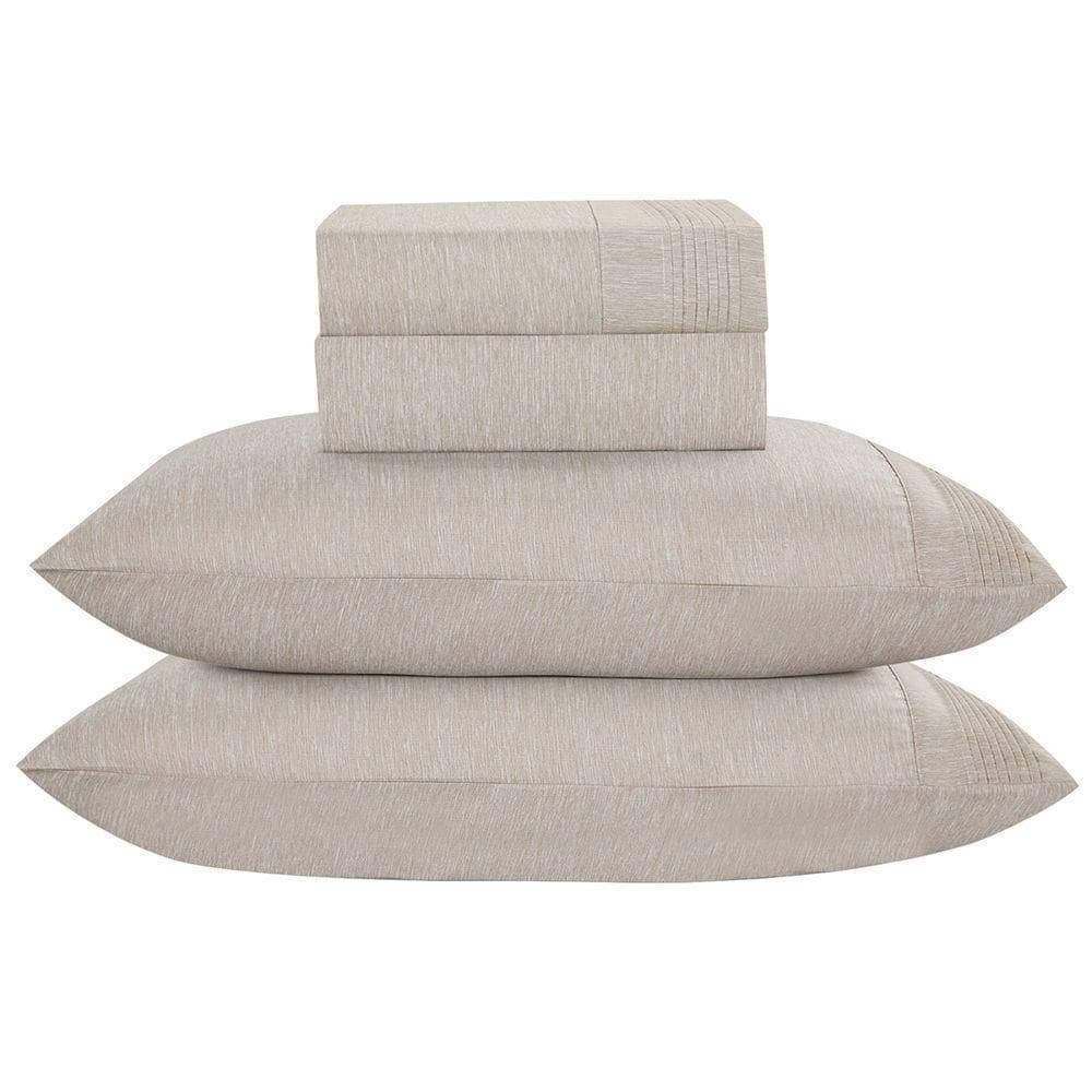 Jogo De Cama Lençol Casal Plysce Percal 300 Fios 4 Peças Bege 100% Poliéster