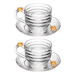 Jogo 2 XícarasDe Chá Com Pires Little Bee Abelha Colmeia Mel Cristal Ecológico 200ml Lyor