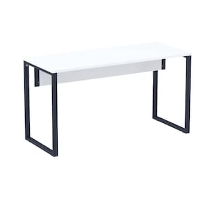 Mesa Escritório P25 Tub Pandin 150 Cm (larg) X 70 Cm (prof) Tampo Mdp Branco Pé Aço Tubular Azul