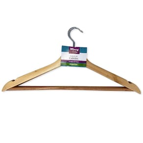 Kit 6 Cabides Madeira Marfim Com Verniz P Roupas Pesadas