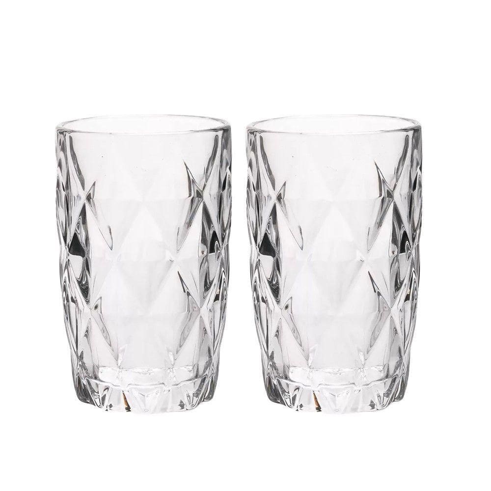 Jogo 2 Copos De Vidro Diamond Diamante Transparente Resistente 400ml Em Casa Tem