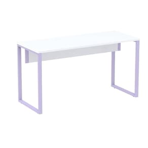 Mesa Escritório P25 Tub Pandin 150 Cm (larg) Tampo Mdp Branco Pé Aço Tubular Lilás