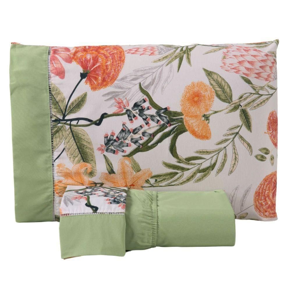 Jogo De Cama Lençol Casal California 3 Peças Verde 100% Poliéster
