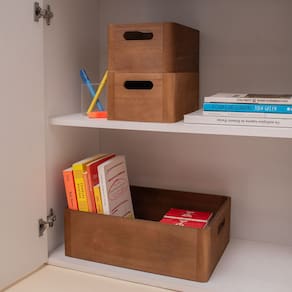 kit 3 caixas organizadoras de madeira com alças multiuso - Oikos