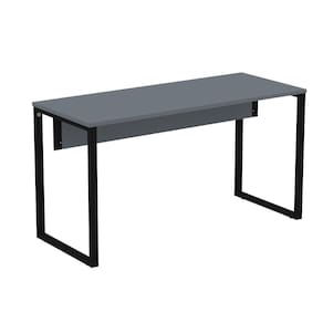 Mesa Escritório P25 Tub Pandin 134 Cm (larg) Tampo Mdp Grafito Pé Aço Tubular Preto