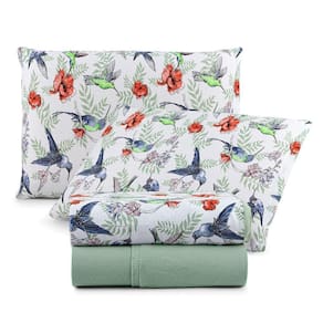 Jogo De Cama Lençol Sonho Bom Queen Em Malha 4 Peças Verde 100% Algodão