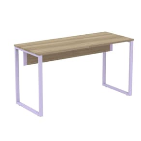 Mesa Escritório P25 Tub Pandin 134 Cm (larg) Tampo Mdp Noce Naturalle Pé Aço Tubular Lilás