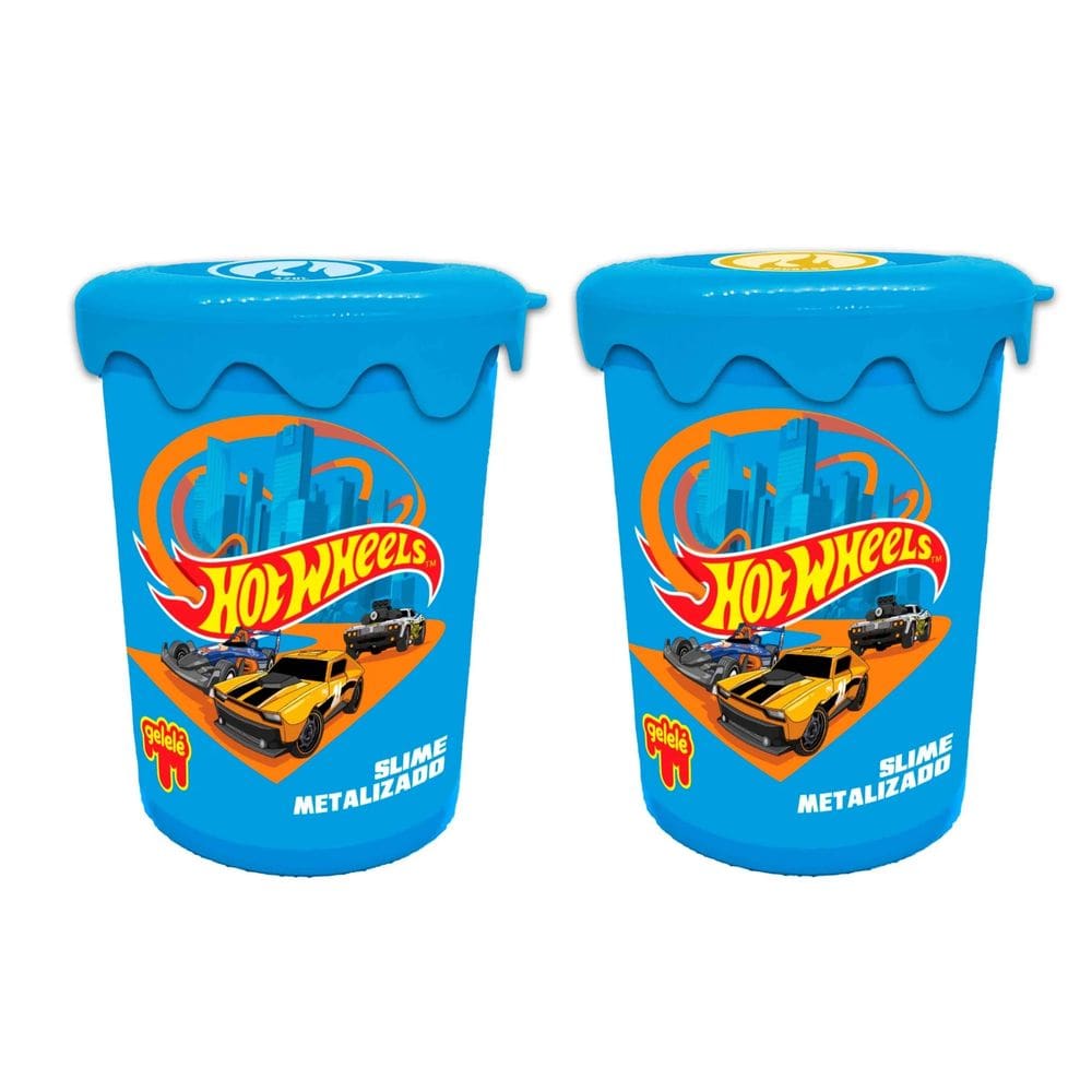 Slime Gelelé Hot Wheels Metalizado Kit C/ 2 Potes 180g Cada