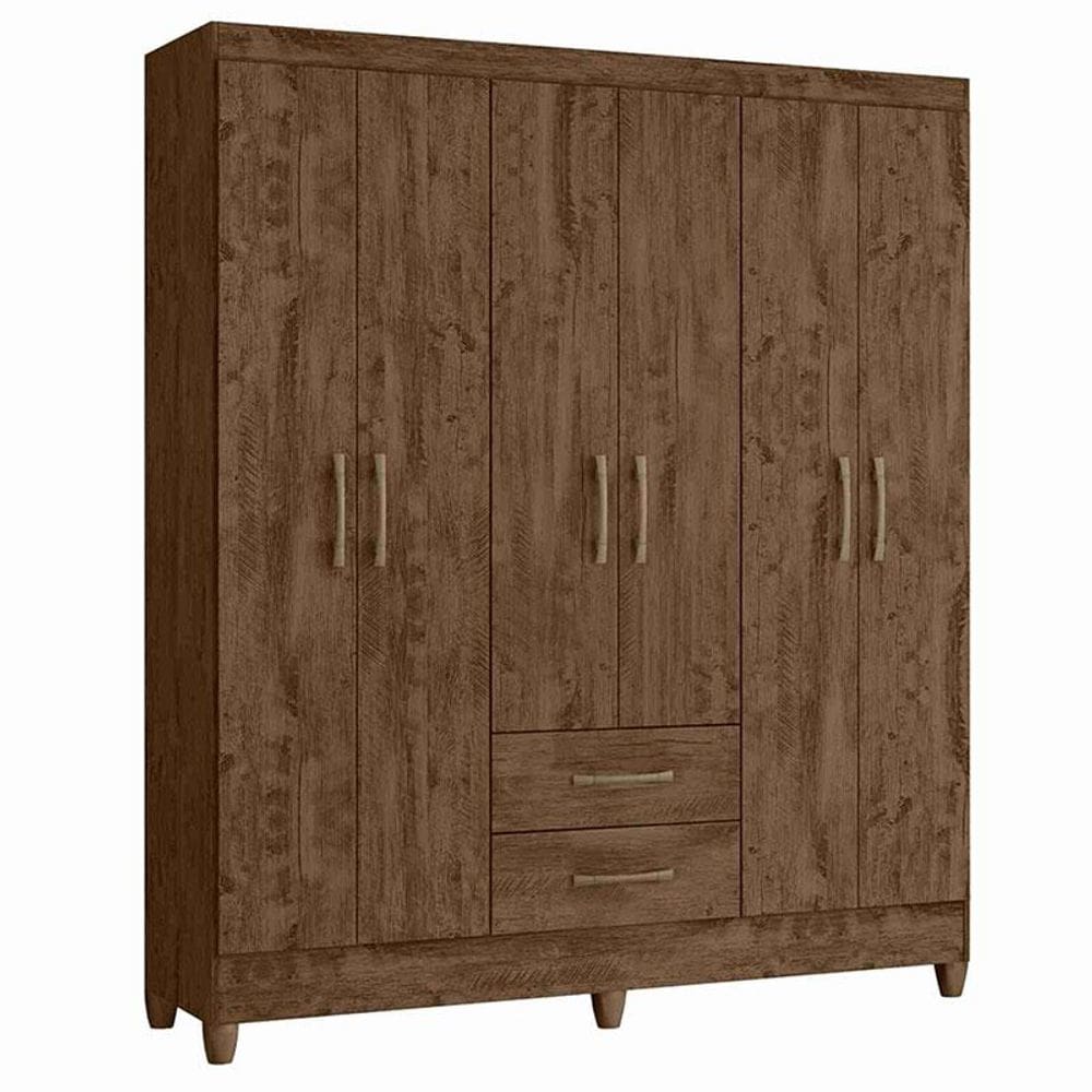 Guarda Roupa Casal Panamá 6 Portas Castanho Wood - Moval