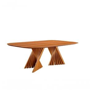 Mesa De Jantar Madeira Maciça Com Base Torcida 2,20x1,0m Diamante