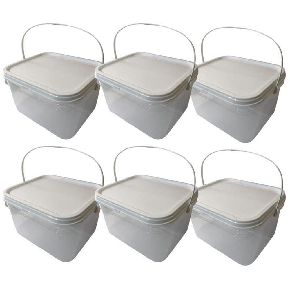 Balde Alça Plastica Para Balas Transparente 2.4L-Kit 6 Pçs