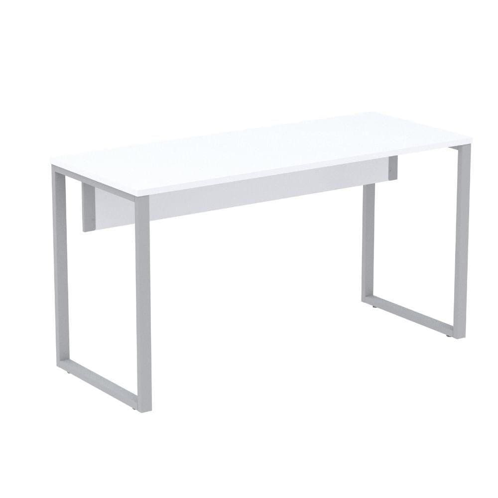 Mesa Escritório P25 Tub Pandin 134 Cm (larg) Tampo Mdp Branco Pé Aço Tubular Cinza