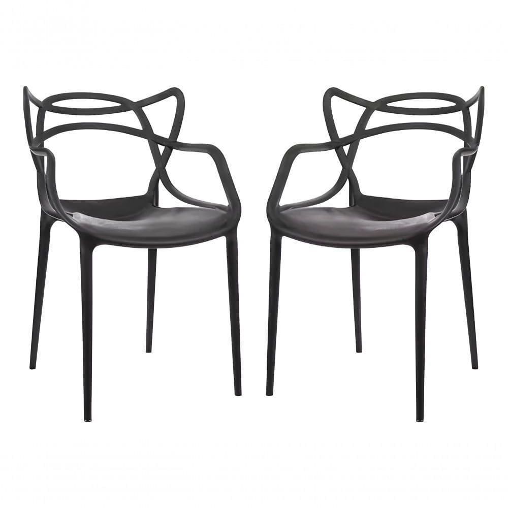 Kit 2 Cadeiras De Design Allegra Interior E Exterior Preto