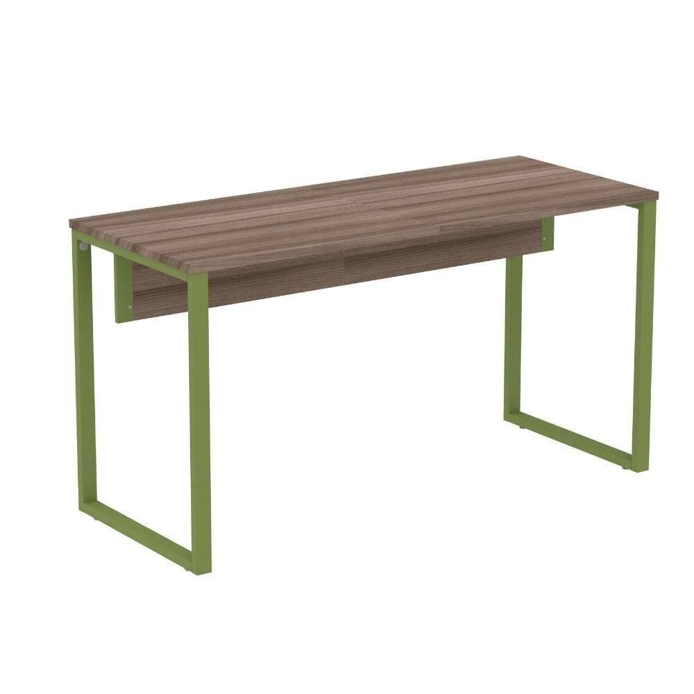 Mesa Escritório P25 Tub Pandin 120 Cm (larg) Tampo Mdp Walnut Pé Aço Tubular Verde Mirô